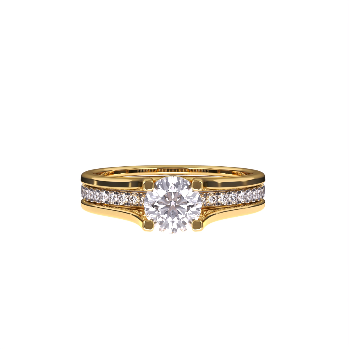 Designer Three Row Solitaire With Accent Ring